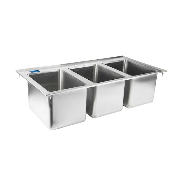 Amgood Stainless Steel Utility Sink-3 Compartment Sink 10 in. x 14 in. x 10 in. Bowl. No Faucet SINK DIS-101410-3 - NO FAUCET - main